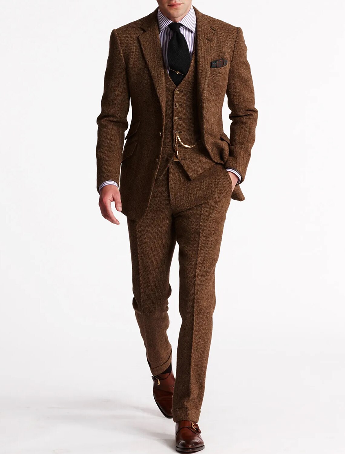 Men's 3-Piece Tuxedo - Classic Tweed Tailored Suit