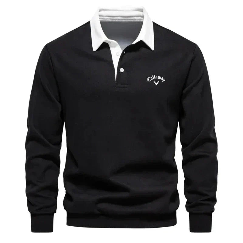 Men's Refined Contrast Polo Sweater