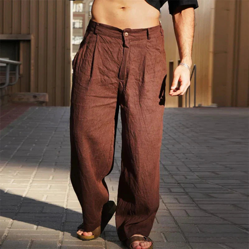 Men's Wide Leg Linen Pants