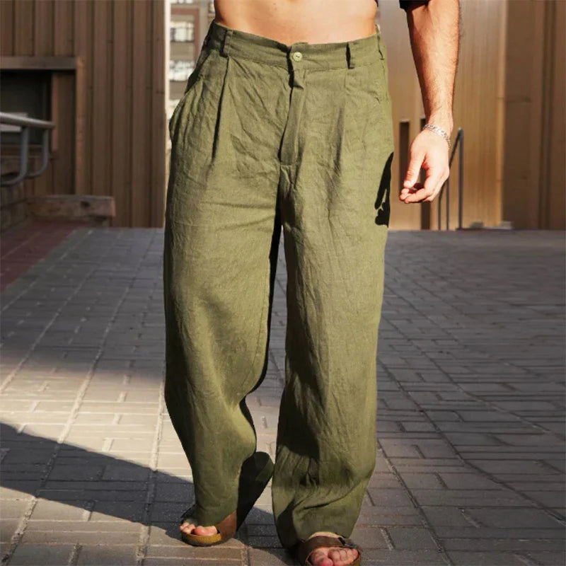 Men's Wide Leg Linen Pants