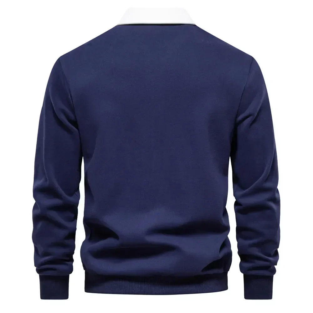 Men's Refined Contrast Polo Sweater