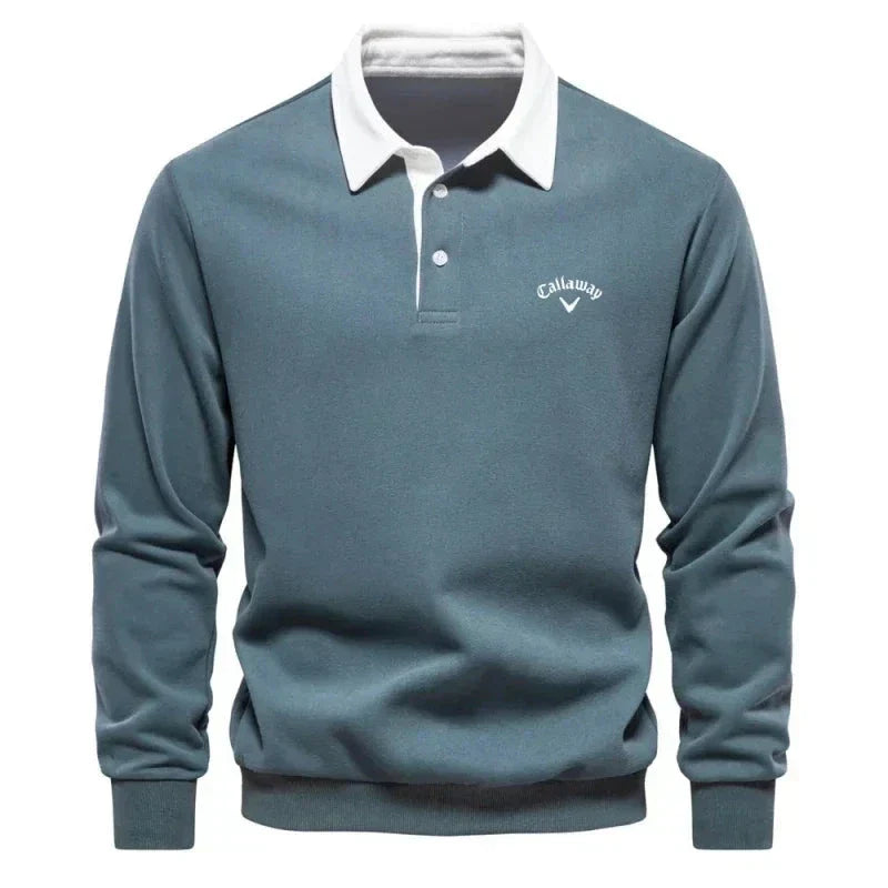 Men's Refined Contrast Polo Sweater
