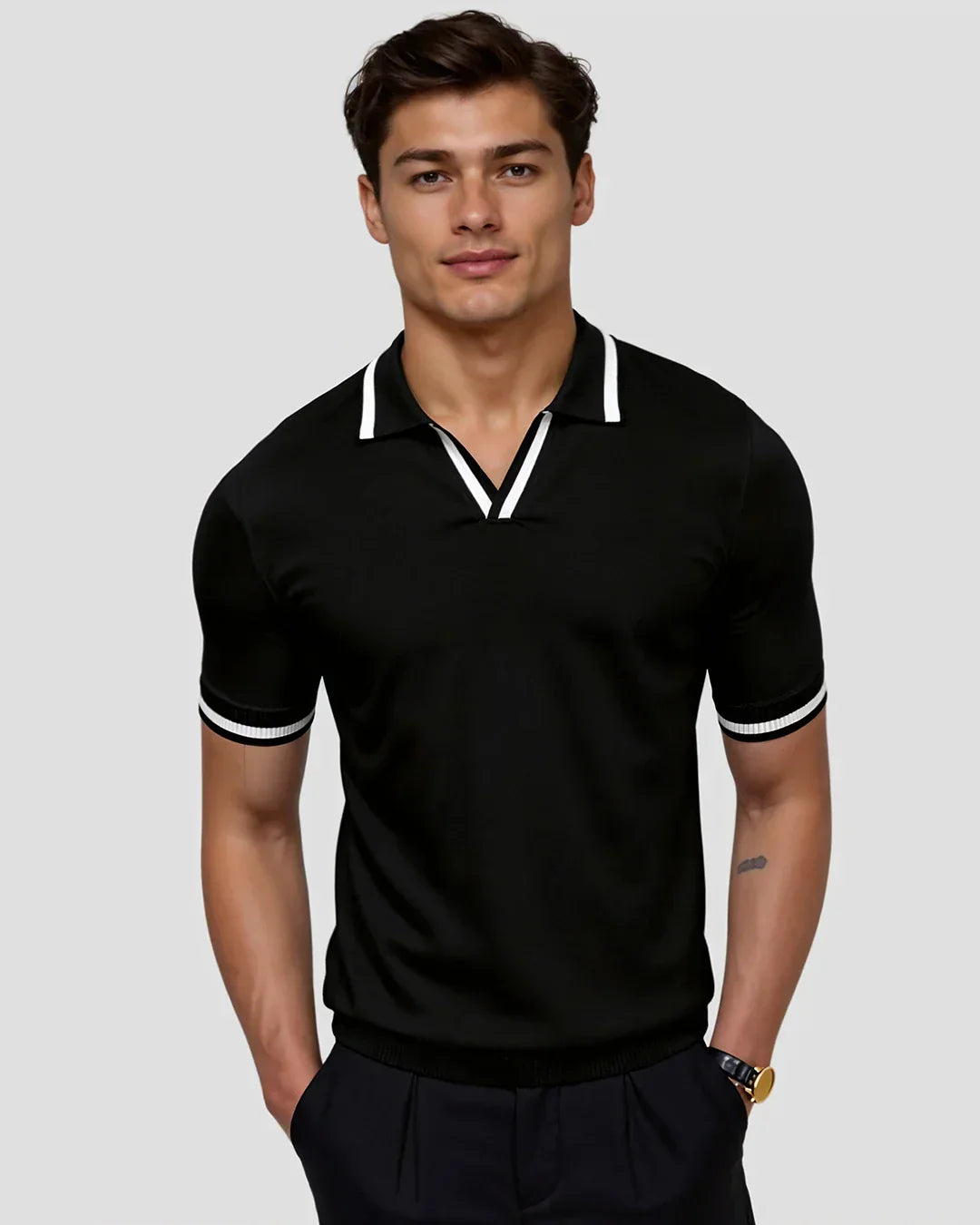 Men's Custom Pique Polo Contrast Details