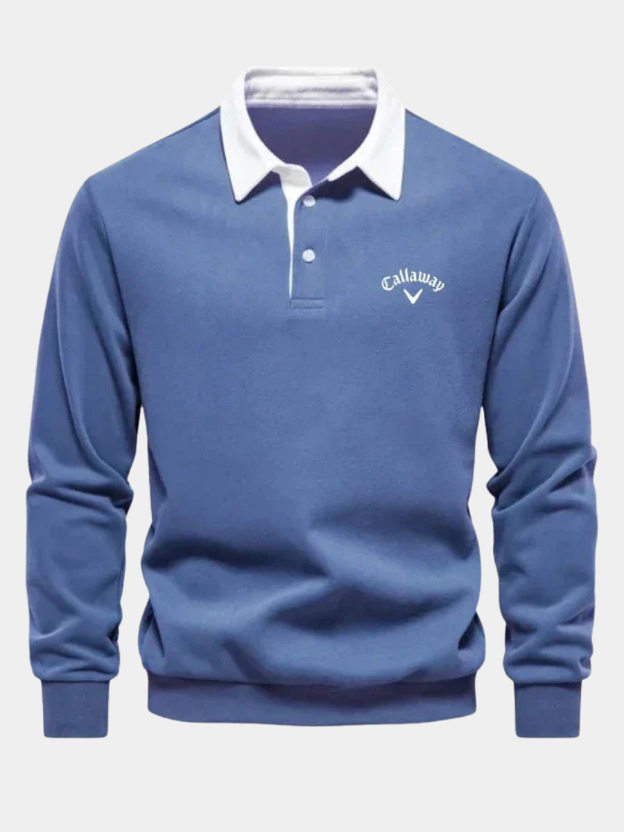 Men's Refined Contrast Polo Sweater