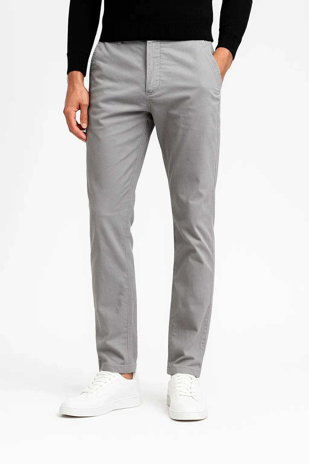Men's Chino Pants Khaki Cotton Stretch Straight Fit