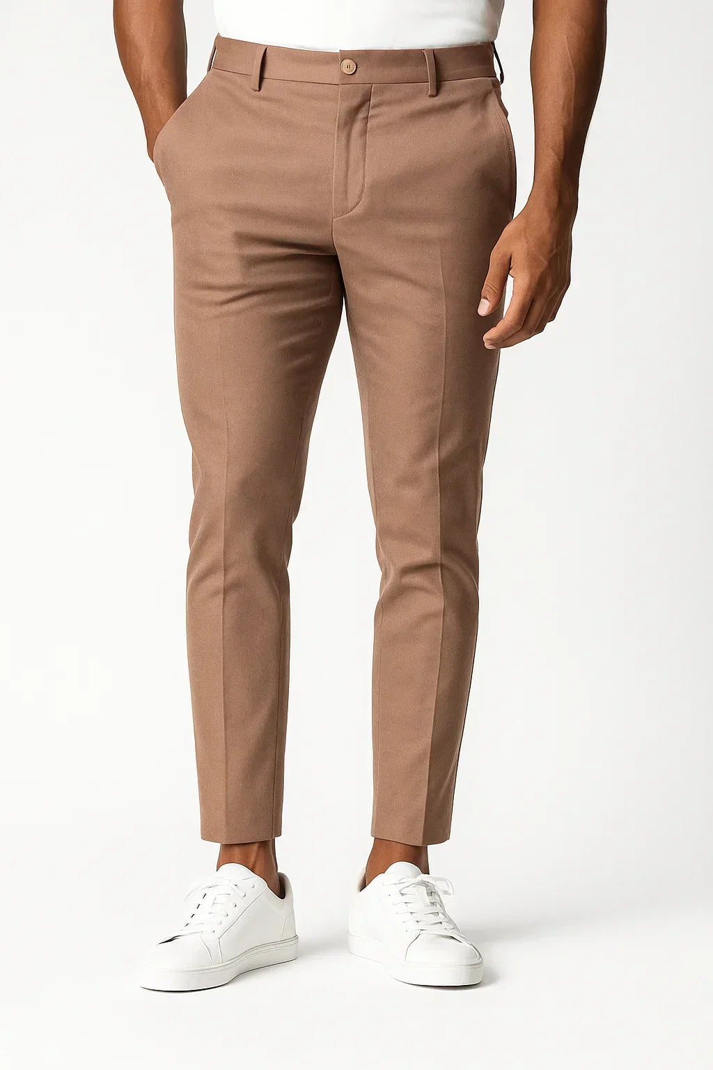 Men's Chino Pants Khaki Stretch Fabric Modern Fit