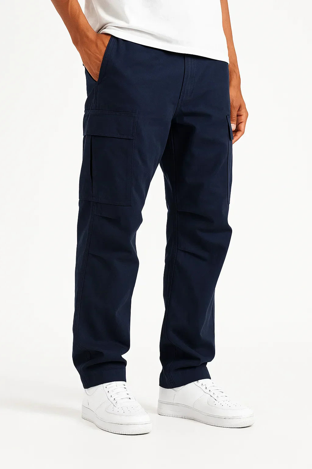 Men's Overalls Cotton Loose Fit Tactical Pants With Elastic Waist