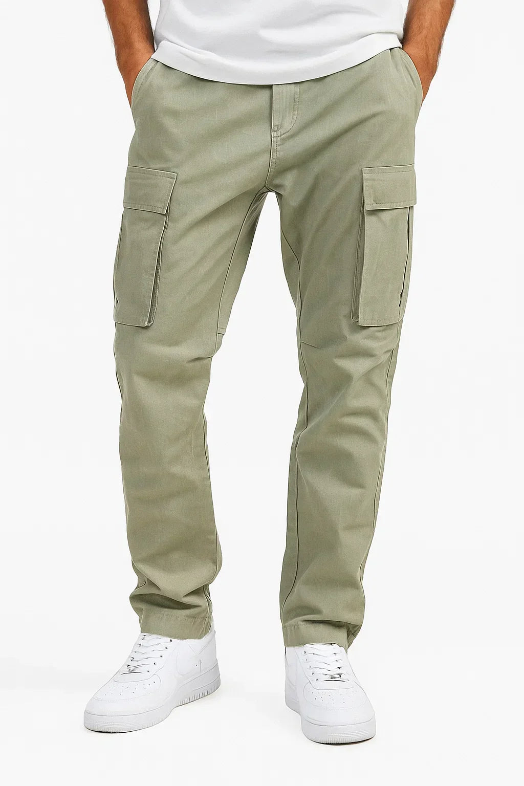 Men's Overalls Cotton Loose Fit Tactical Pants With Elastic Waist