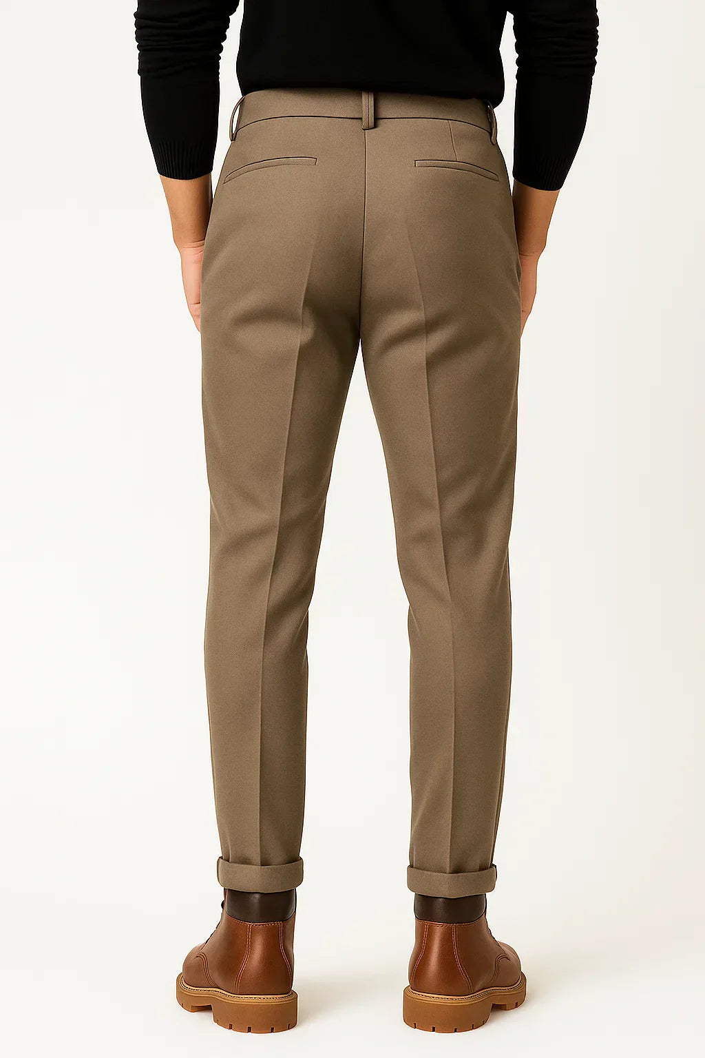 Men's Trousers Wool Blend Structured Fit Slim Tapered Leg