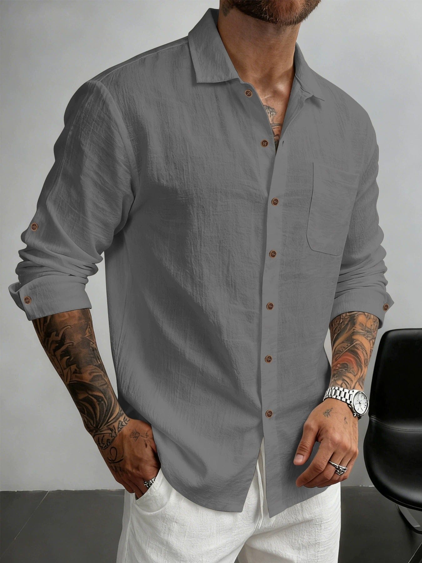 Men's Textured Cotton Shirt