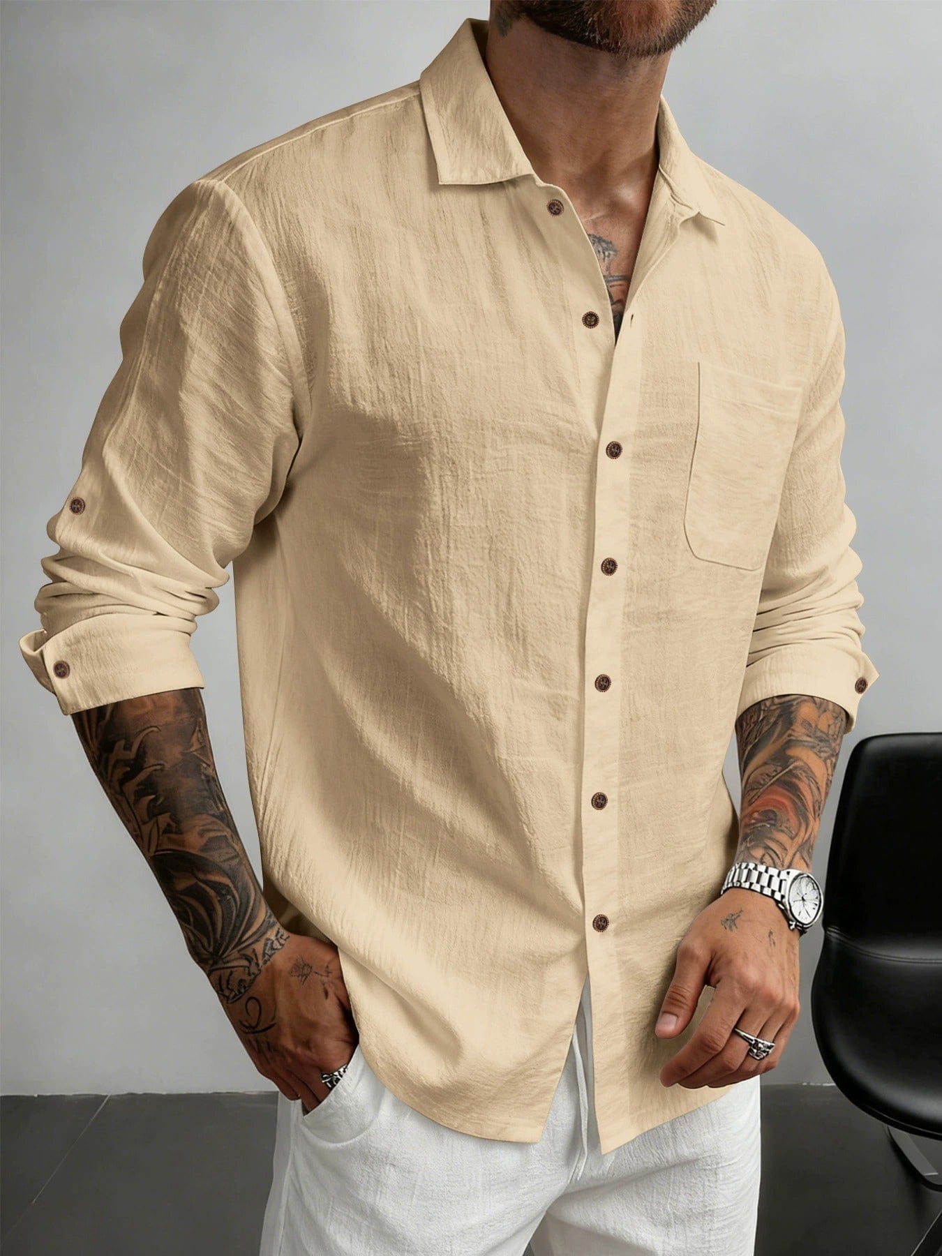 Men's Textured Cotton Shirt