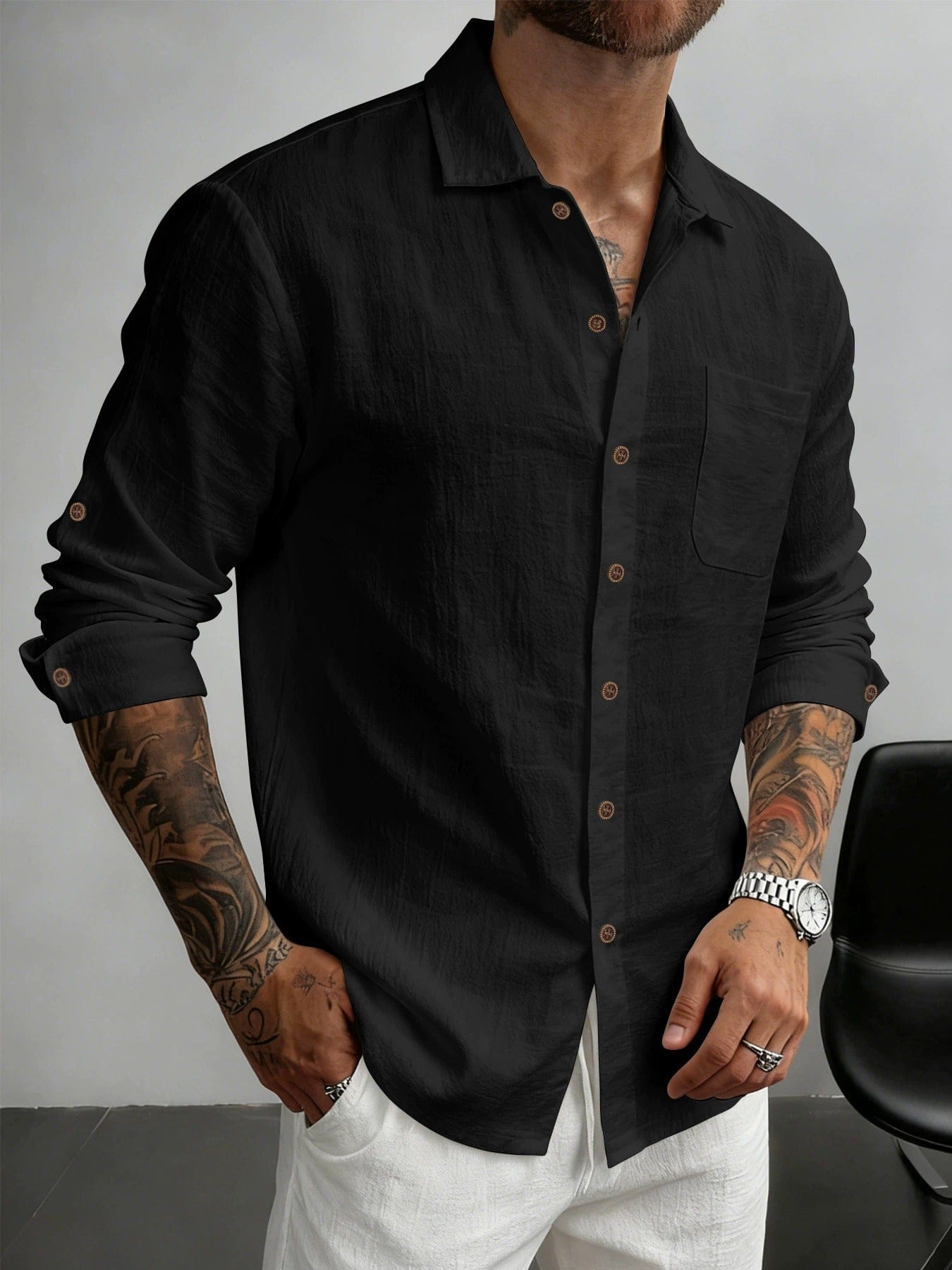 Men's Textured Cotton Shirt
