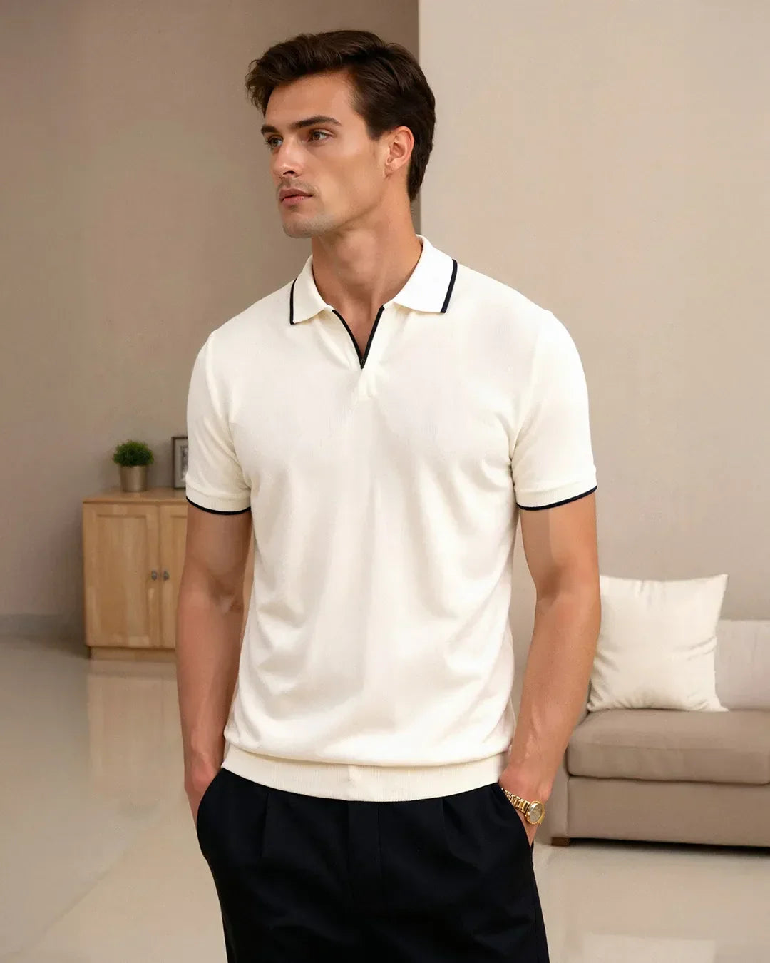 Men's Custom Pique Polo Contrast Details